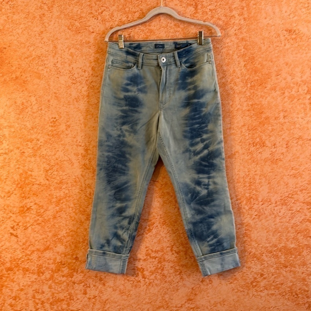 J JILL Denim High Rise Cropped Tie Dye Jeans size 8